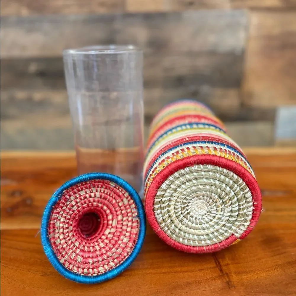 Colorful Woven Basket with Lid